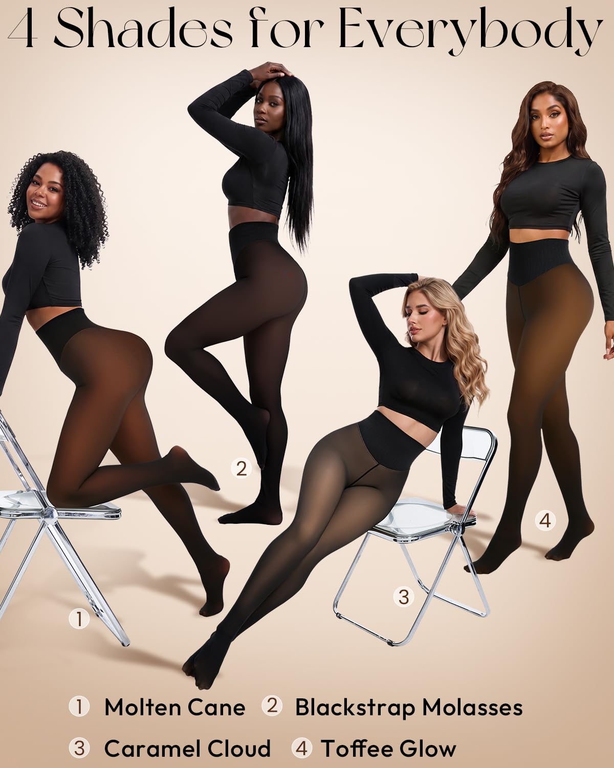 Fleece Lined Tights Leggings Women High Waist Sheer Thermal Tights