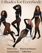 Fleece Lined Tights Leggings Women High Waist Sheer Thermal Tights