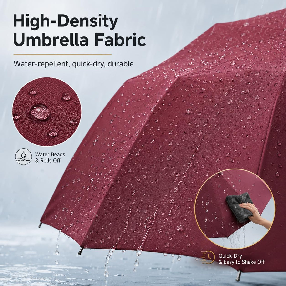 24K Strongest Windproof Travel Compact Umbrella Sturdy Frame Automatic Umbrella for Women & Men