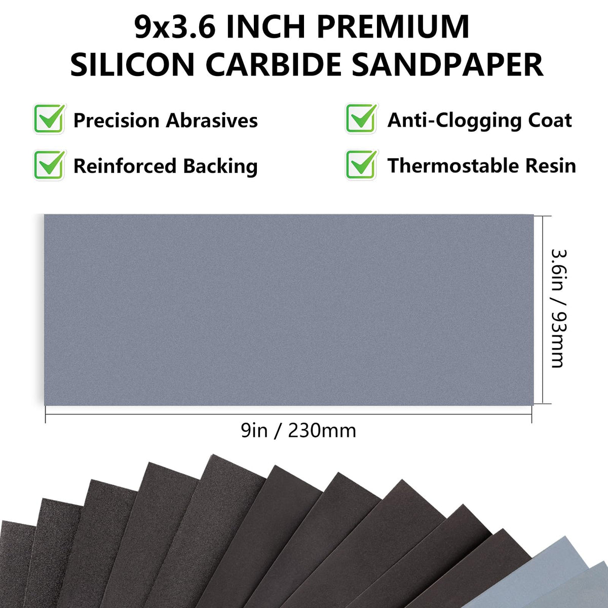 Sandpaper 600 Grit, Wet Dry Sand Paper 9 x 11 Inch