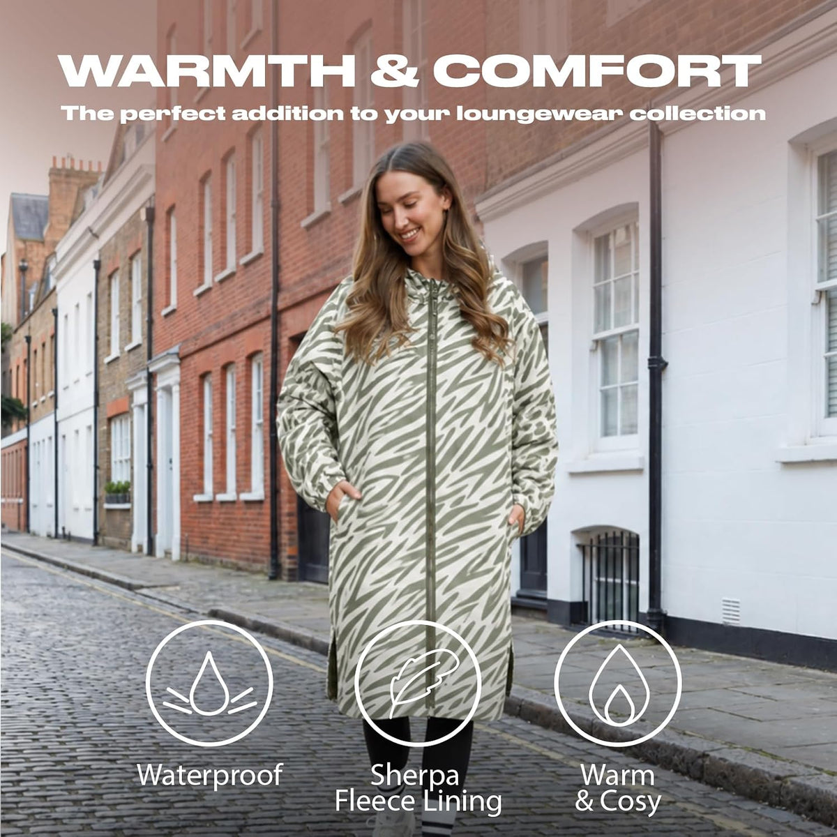 OHS Adults Drying Robe, Water-Resistant Changing Robe Gifts for Women Comfy Sherpa Privacy Robes for Women Men, Stay Dry Jacket Swimming Camping Drying Robes - S/M, L/XL