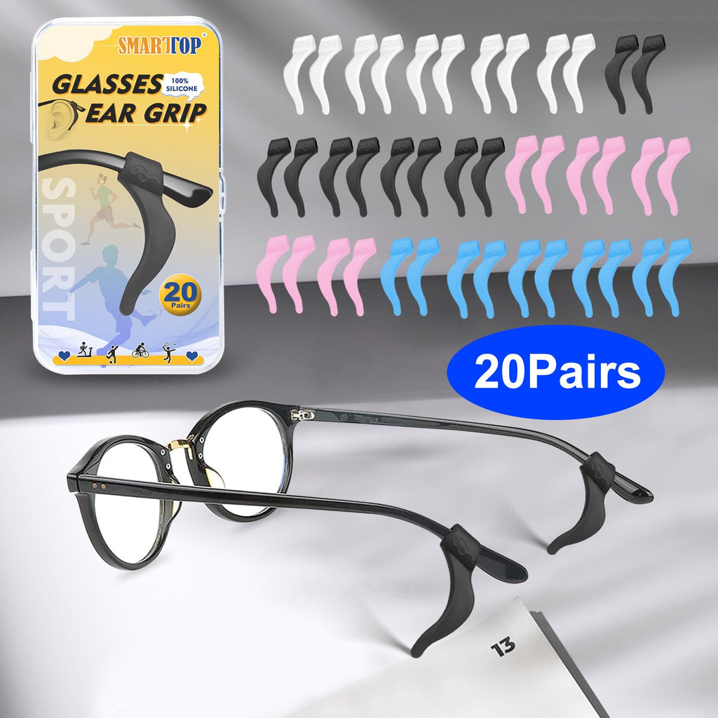 SMARTTOP Eyeglass Ear Grip-20 Pairs eye glasses ear grippers Anti-slip holders for ears,Silicone Ear Hook,glasses ear grip Retainer for Sports Glass Sunglasses Reading