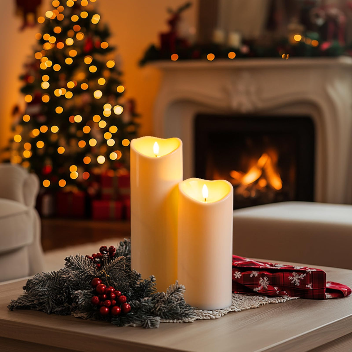 Homemory Orange Drip Real Wax Flameless Candles with Remote Timer, Set of 3
