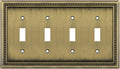 Sunken Pearls Heavy-Duty 4 Toggle Light Switch Plate, Antique Brass, 1 Pack