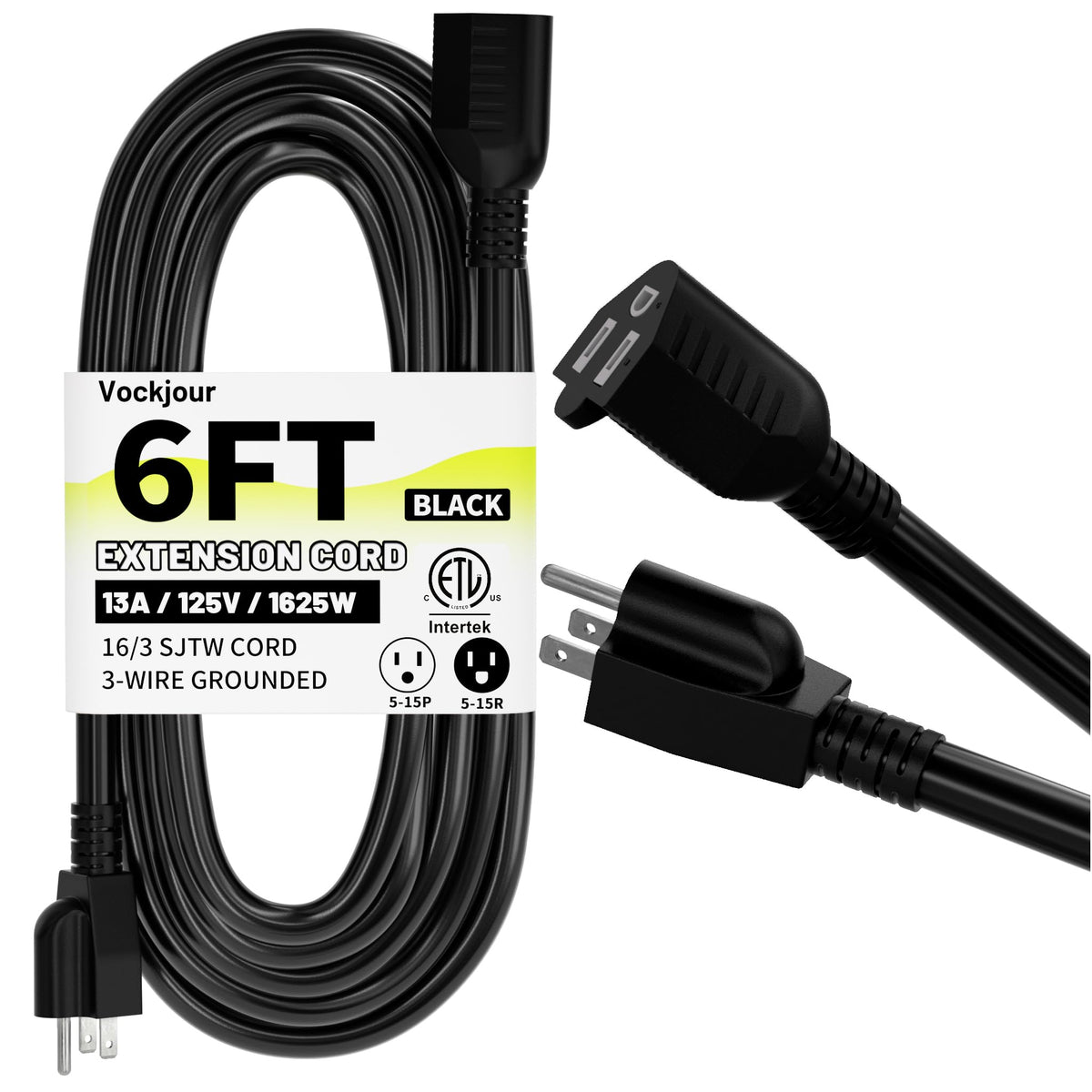 Vockjour 16/3 White Indoor Outdoor Extension Cord 35 Ft Waterproof
