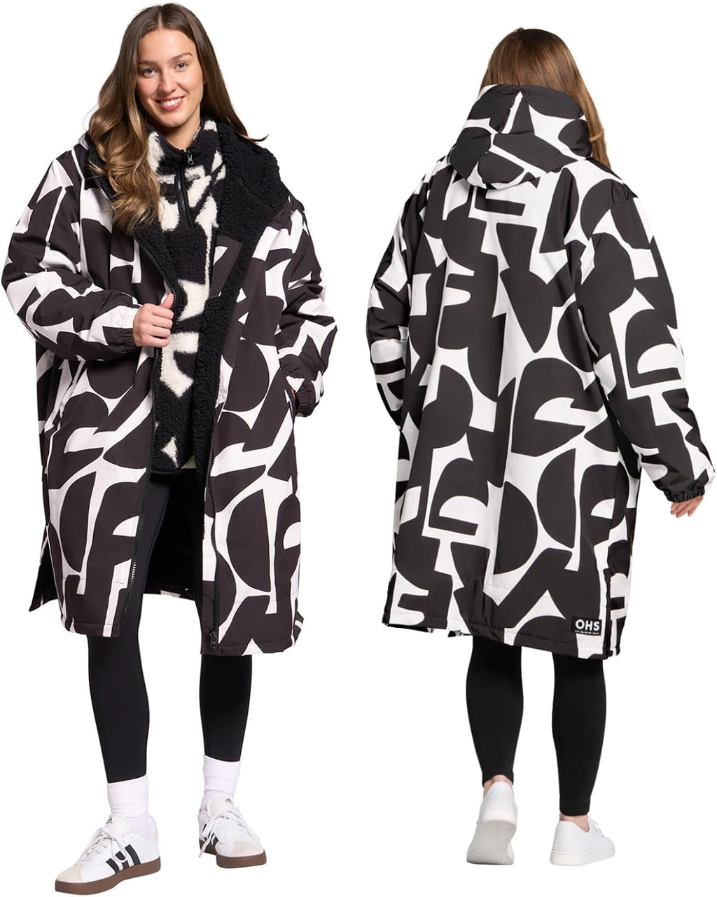 OHS Adults Drying Robe, Water-Resistant Changing Robe Gifts for Women Comfy Sherpa Privacy Robes for Women Men, Stay Dry Jacket Swimming Camping Drying Robes - S/M, L/XL