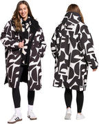 OHS Adults Drying Robe, Water-Resistant Changing Robe Gifts for Women Comfy Sherpa Privacy Robes for Women Men, Stay Dry Jacket Swimming Camping Drying Robes - S/M, L/XL