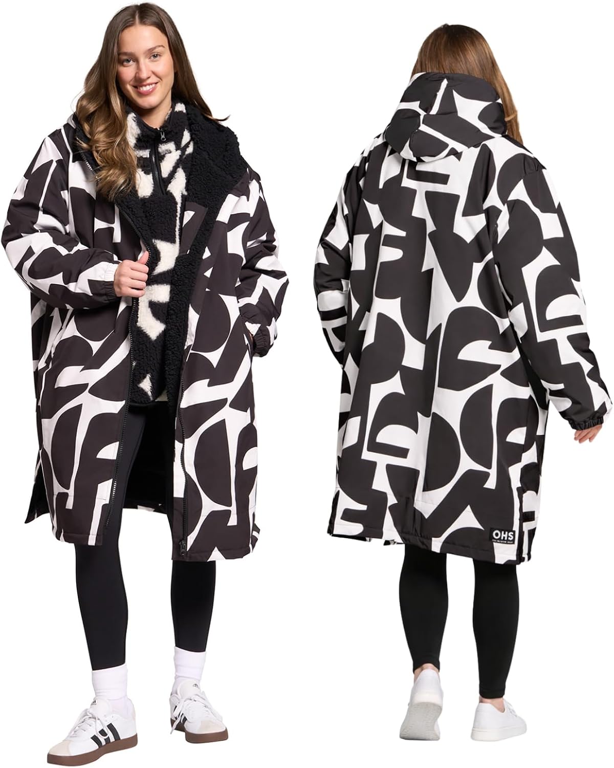 OHS Adults Drying Robe, Water-Resistant Changing Robe Gifts for Women Comfy Sherpa Privacy Robes for Women Men, Stay Dry Jacket Swimming Camping Drying Robes - S/M, L/XL