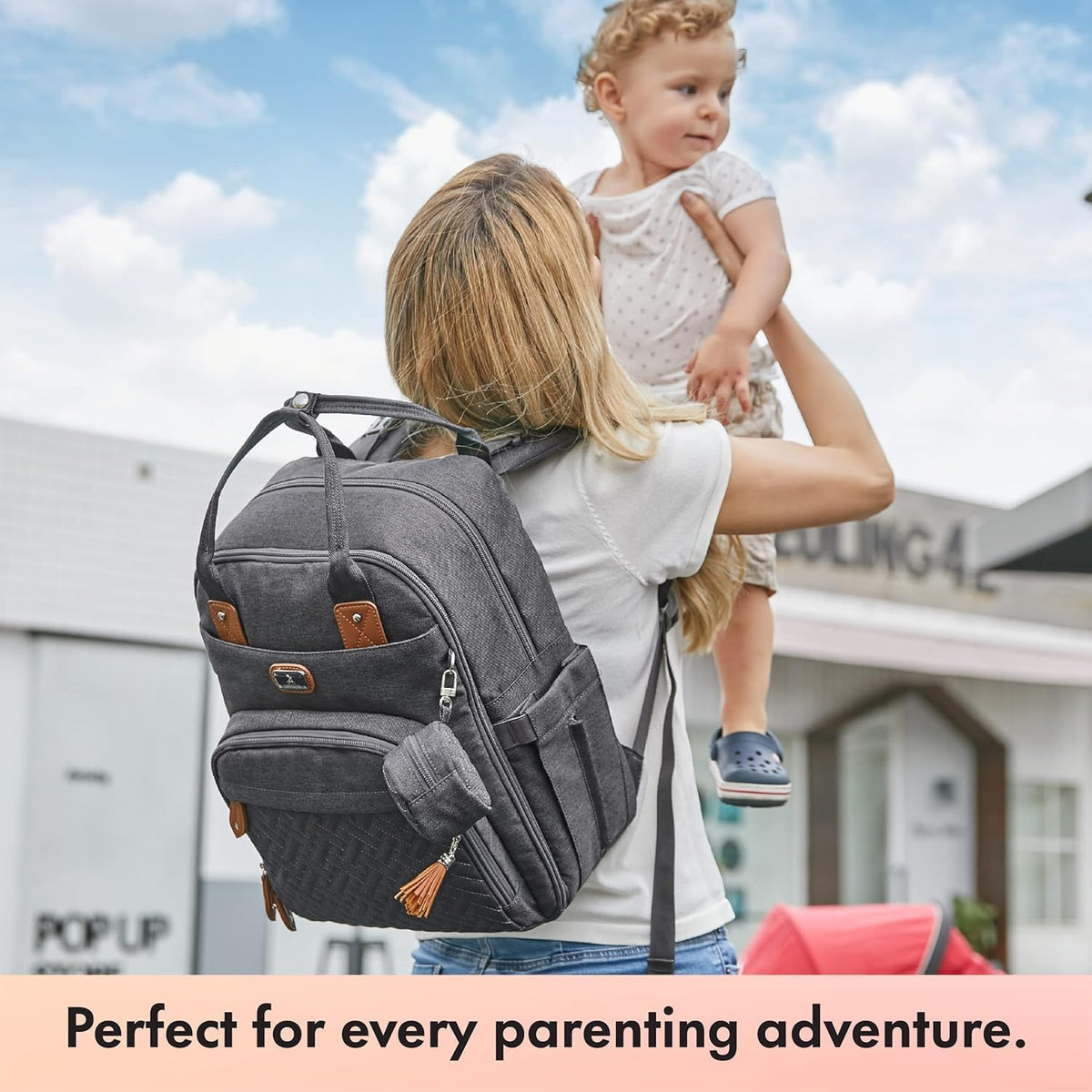 Dikaslon Baby Changing Bag Backpack, Large Nappy Back Pack Multifunction Baby Bags with Portable Changing Mat, Pacifier Holder, and Stroller Straps, for Mom and Dad