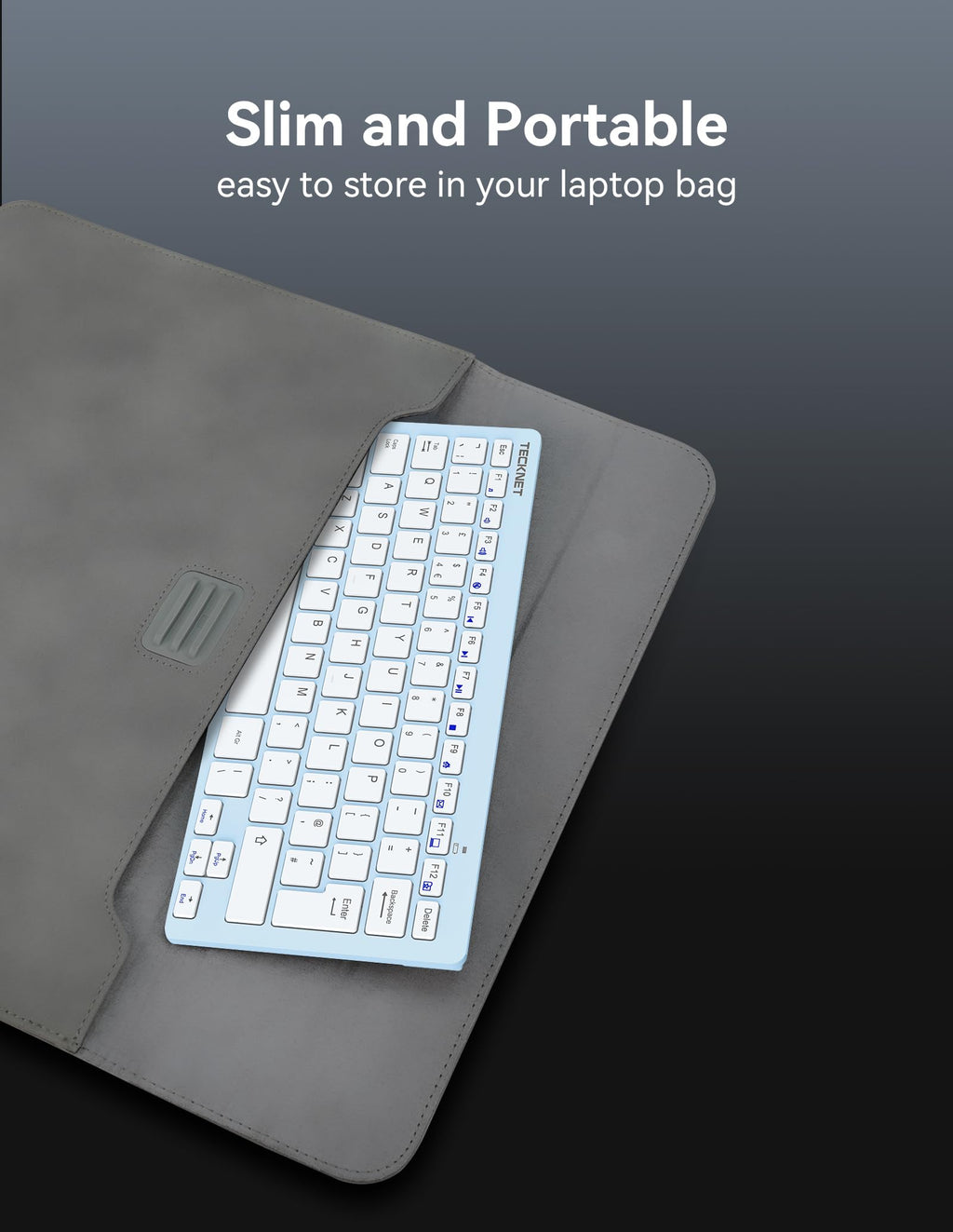 TECKNET 2.4G Wireless Compact Mini Keyboard, UK Layout, White