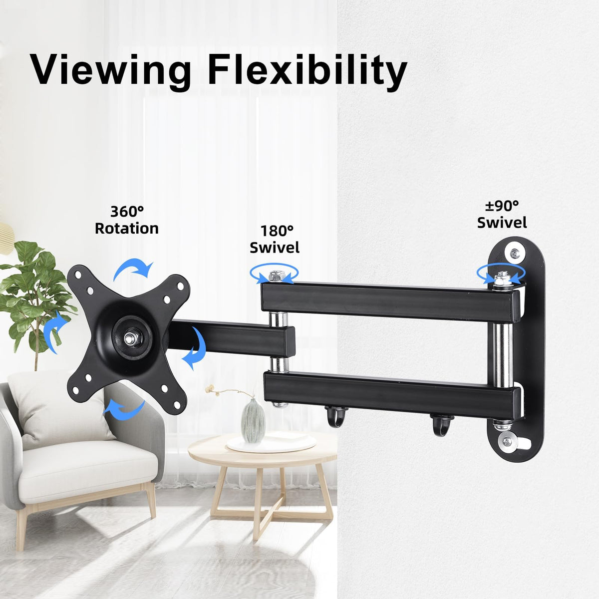 Suptek Full Motion TV Wall Mount Bracket for Most 13-30 inch TVs and Monitors, Flat and Curved TVs up to 28lbs, Tilt Swivel and 16.9 inch Extension, Max VESA 100x100mm, Black, MA2776