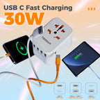 TESSAN Universal Travel Adapter Worldwide with 2 USB C and 2 USB A Ports