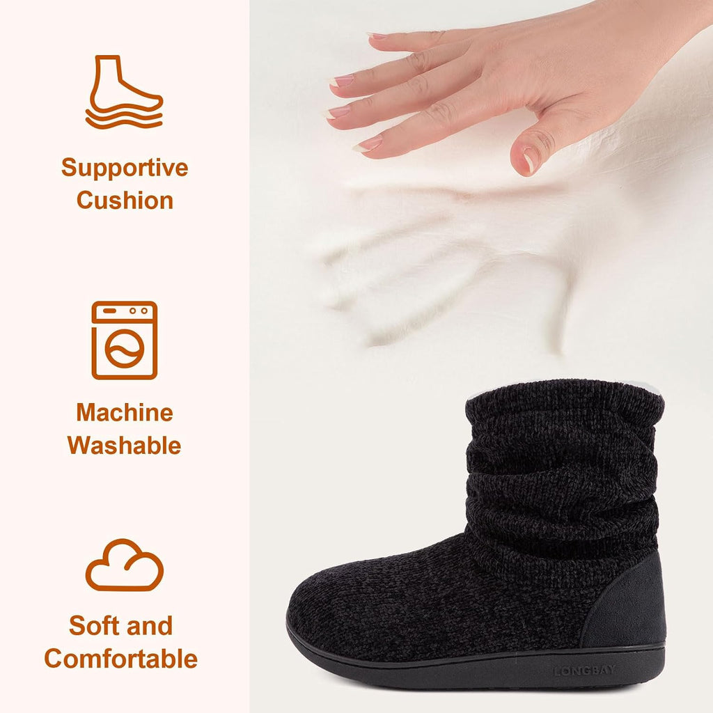 LongBay Women Slipper Boots Warm Memory Foam Indoor Outdoor House Shoe Gift