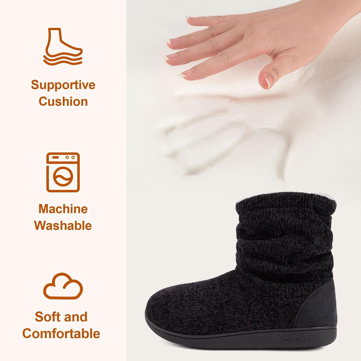 LongBay Women Slipper Boots Warm Memory Foam Indoor Outdoor House Shoe Gift