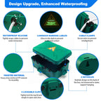 Hrensaw Medium Outdoor Electrical Box(10.6x5.5x4.5inch),Weatherproof Connection Box w/6 Cable Entry,IP54 Waterproof Extension Cord Cover Protect Power Strip,Timer,Plug,Holiday Lights,Black