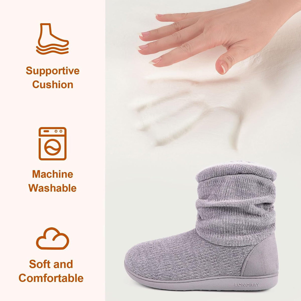 LongBay Women Slipper Boots Warm Memory Foam Indoor Outdoor House Shoe Gift