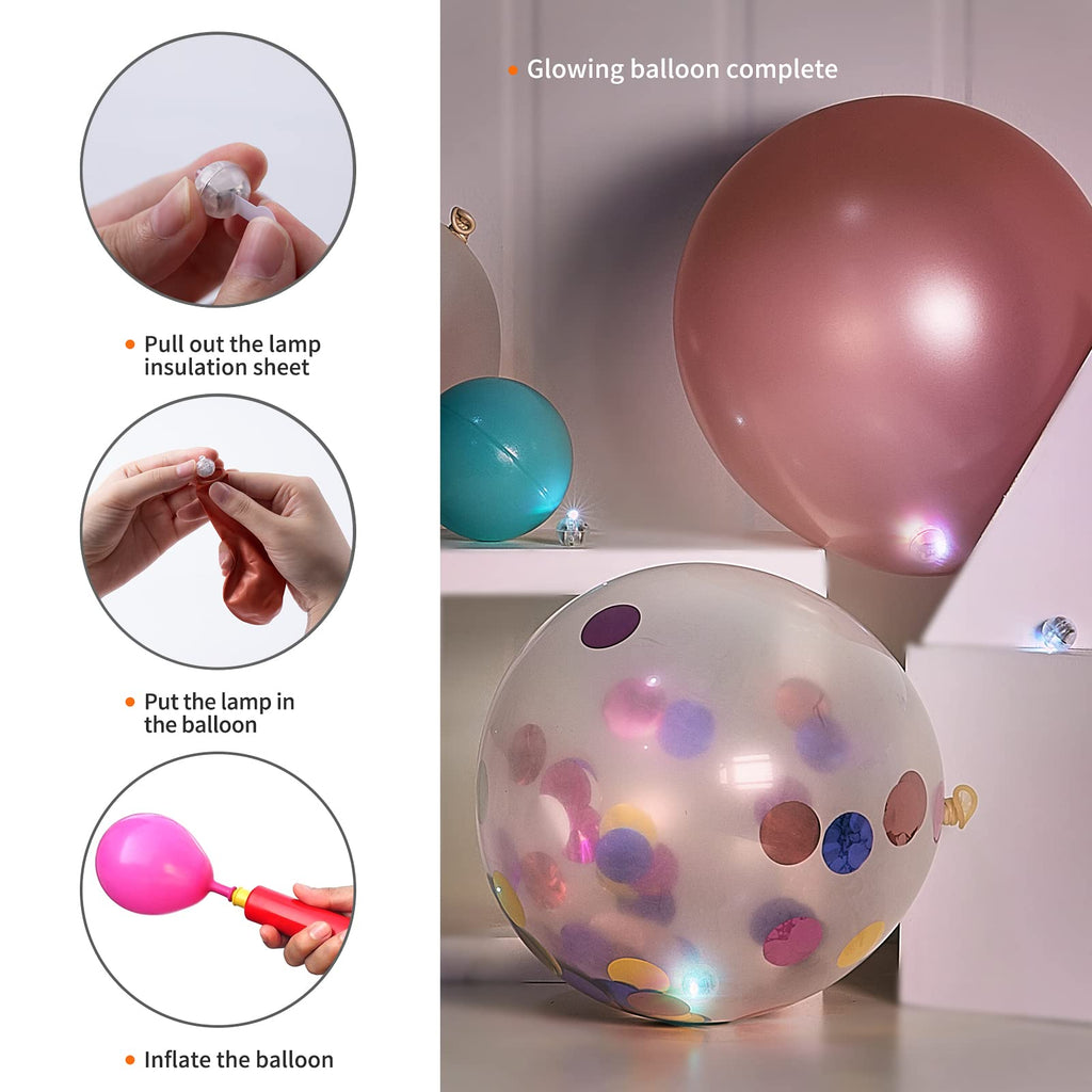 Aogist 200pcs 10-Colors Mini Lights with Hook,Long Standby Time Waterproof LED Balloon Light,Battery Powered,Ball Lamp for Balloon Paper Lantern Birthday Party Christmas Halloween