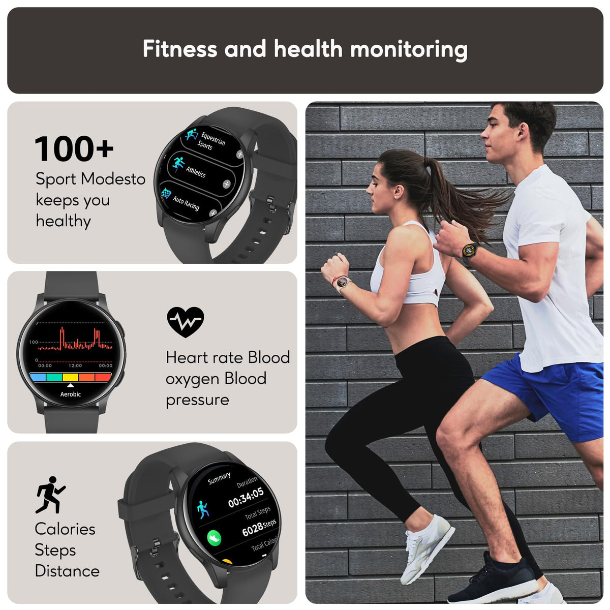AcclaFit Smart Watch Answer/Make Call,1.38" Smart Watches for Women Men,Fitness Tracker Watch with Heart Rate/Sleep Monitor,120+ Sports,IP68 Waterproof Step Counter Watch Compatible with Android IOS