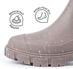 DRECAGE Wellies Boots Women Waterproof Short Chelsea Fashion Ladies Comfortable Rain Boots Outdoors Garden Walking