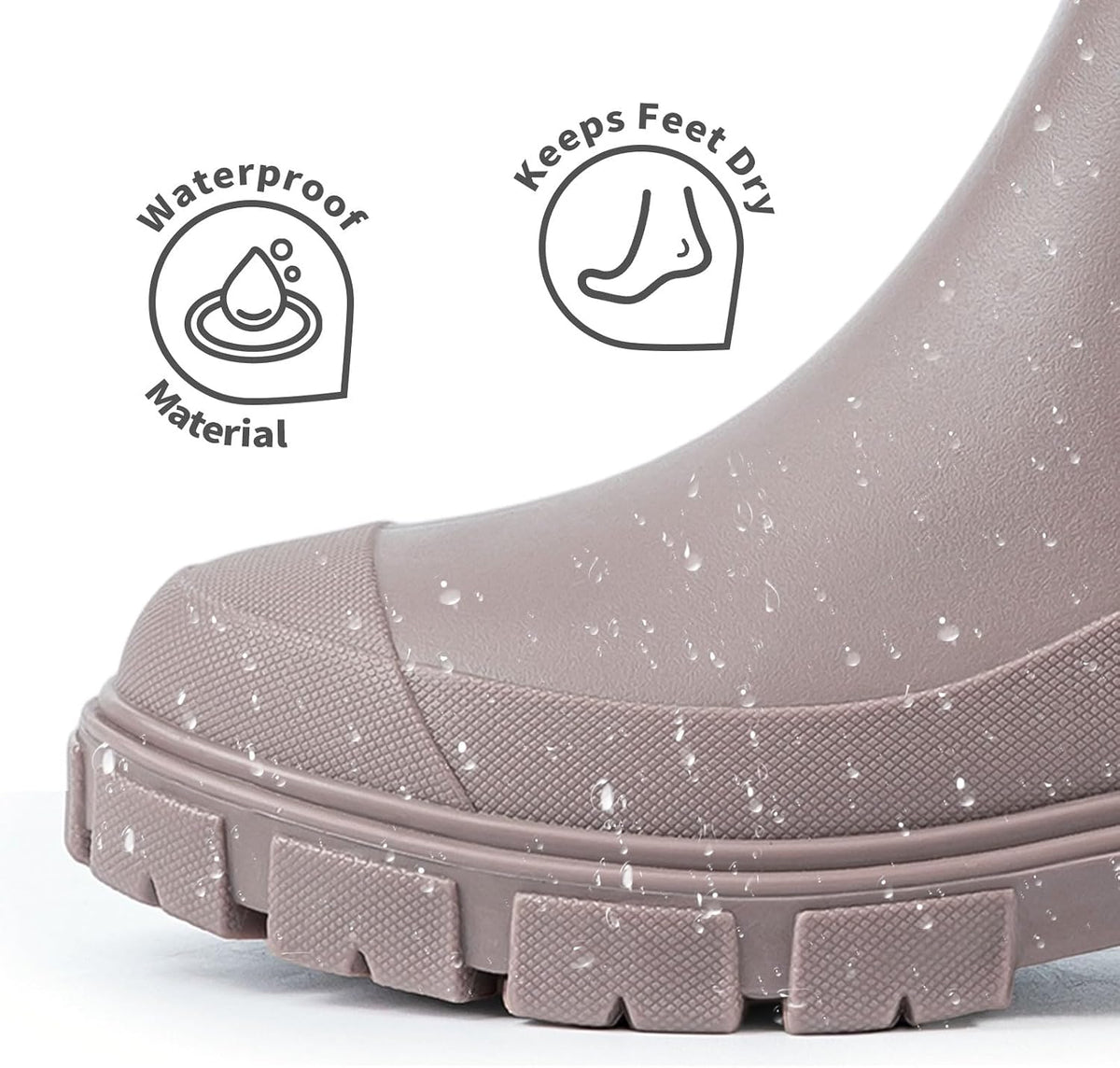 DRECAGE Wellies Boots Women Waterproof Short Chelsea Fashion Ladies Comfortable Rain Boots Outdoors Garden Walking