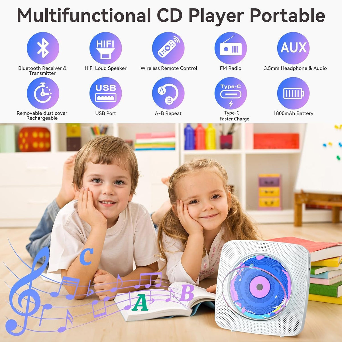 CD Player Portable: Kegaudio CD Players for Home with Speakers Bluetooth