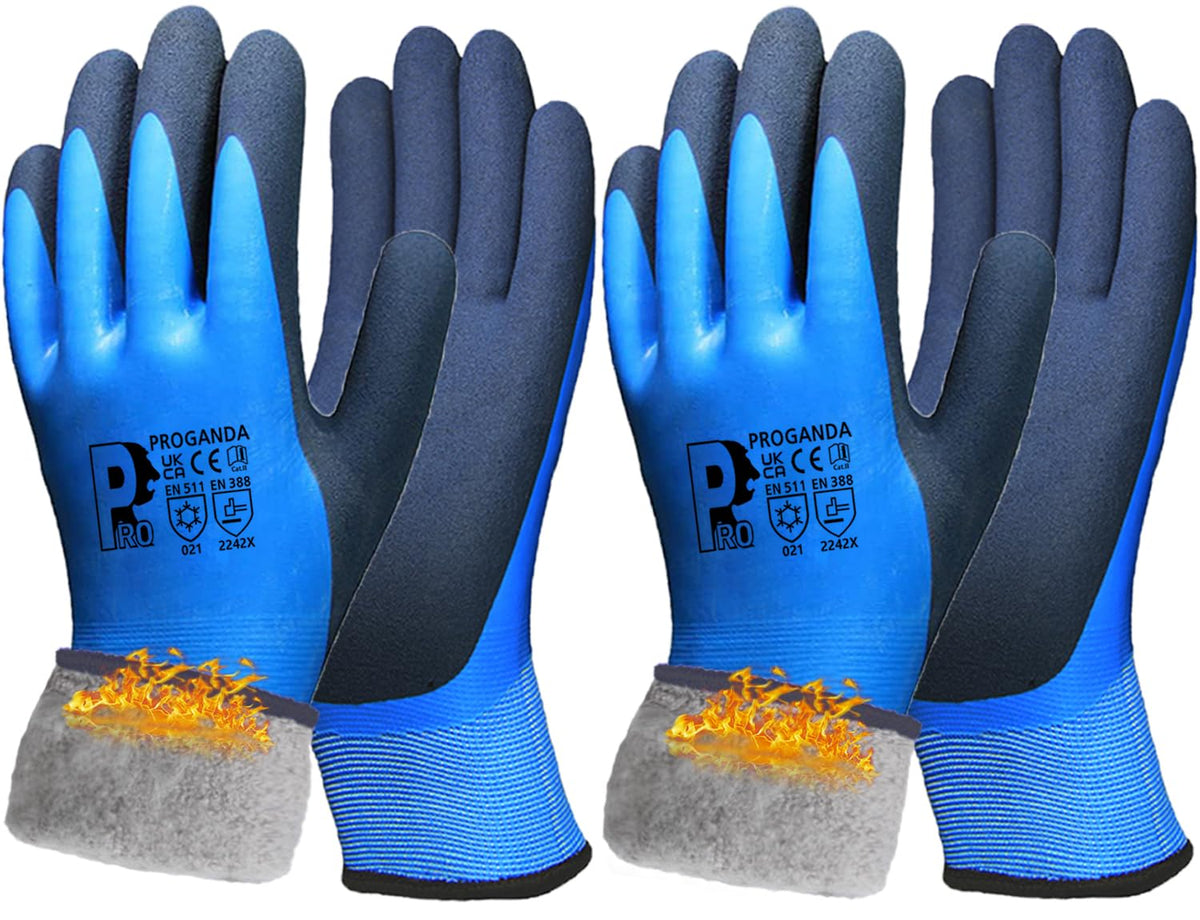 2 Pairs Waterproof Work Gloves Ultra-Grip Latex Coated Gardening Gloves, Durable and Versatile for Garden Car Fishing Outdoor Tasks