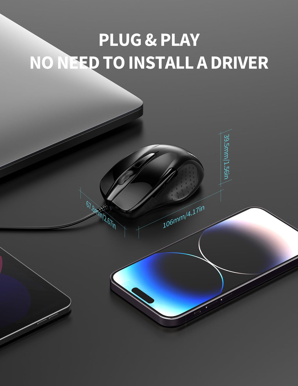 TECKNET USB Wired Mouse,6400 DPI Optical,6-Button Ergonomic Computer Mouse