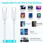 USB C Charger Cable,6FT/1.8M USBC to USBC Cable 100W 5A Type C Charger