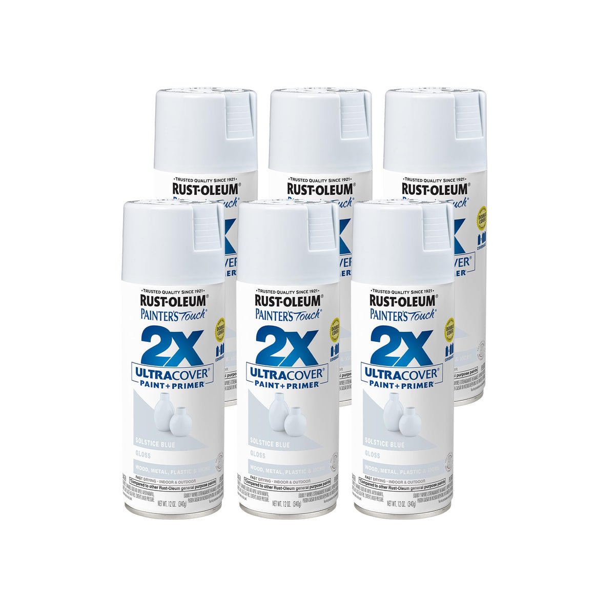 Rust-Oleum 334023-6PK Painter's Touch 2X Ultra Cover Spray Paint, 12 oz, Gloss Almond, 6 Pack