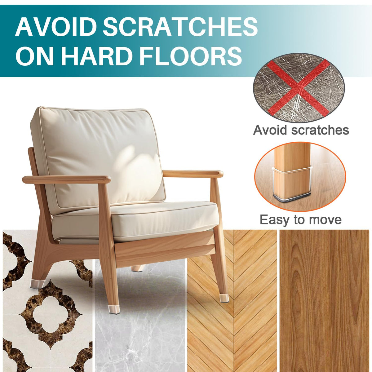 Ansible 24 Pcs Chair Leg Floor Protectors Round