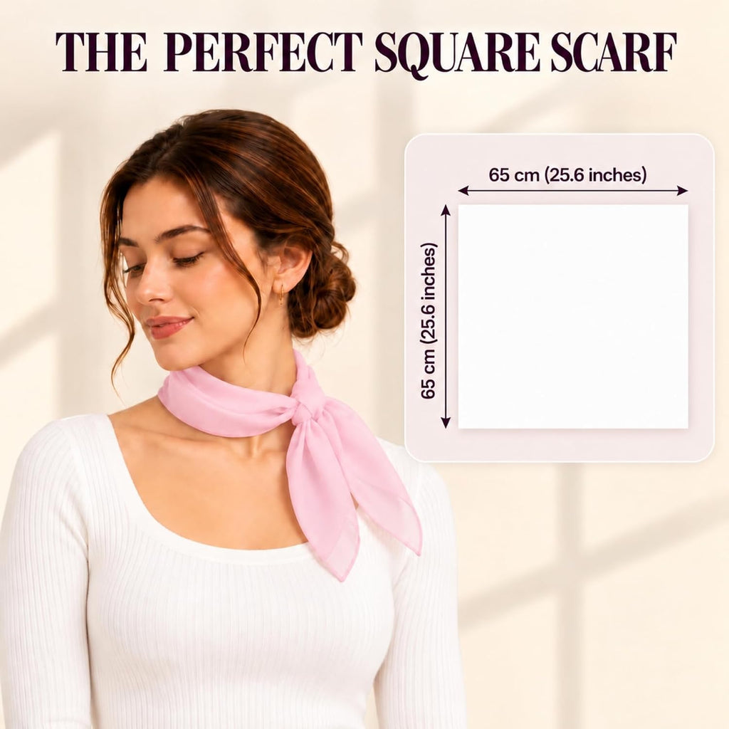 WESTEND CHOICE Square Chiffon Scarves Women's Neck Scarf 50s Retro Bandana