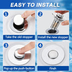 Bathroom Sink Drain Strainer,(2PCS) Pop-up Sink Drain Strainer with Removable Stainless Steel Strainer Basket Hair Catcher, Bathroom Sink Strainer for Bathroom Sink Stopper Replacement
