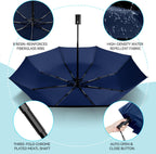 TechRise Umbrella, Compact Strong Windproof Automatic Umbrellas, Folding Lightweight, Portable Travel Golf Umbrella for Rain