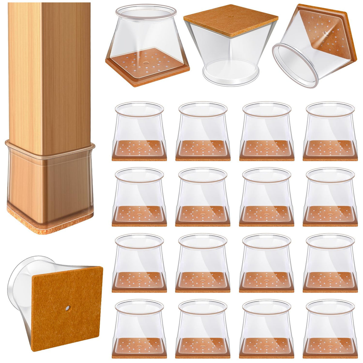 VIUME 24 Pcs Chair Leg Floor Protectors for Hardwood Floors Round