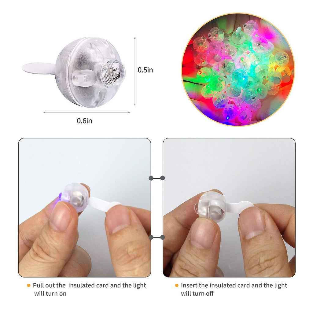 Aogist 200pcs 10-Colors Mini Lights with Hook,Long Standby Time Waterproof LED Balloon Light,Battery Powered,Ball Lamp for Balloon Paper Lantern Birthday Party Christmas Halloween