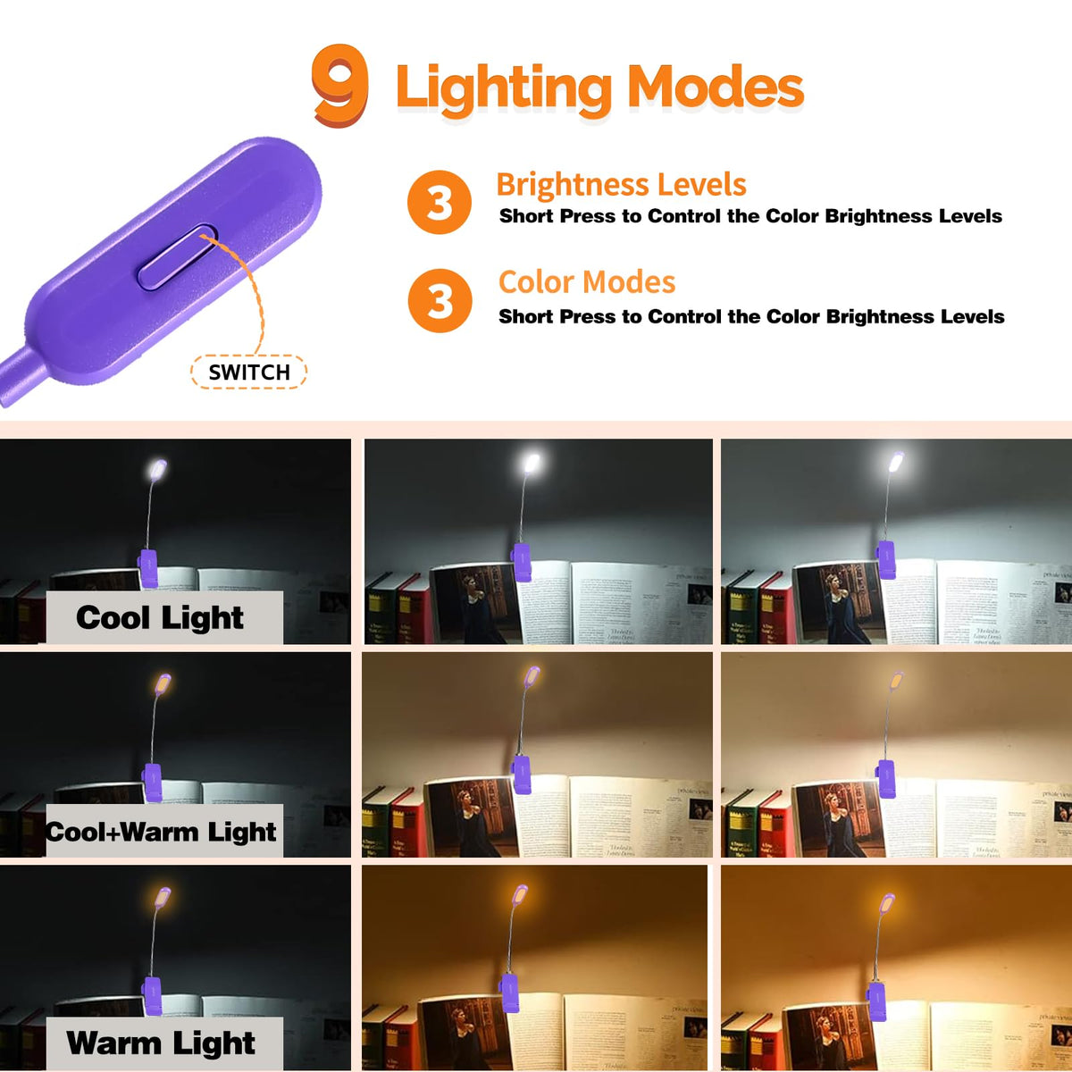 VAVOFO Rechargeable Reading Light, Clip on Book Light for Reading in Bed