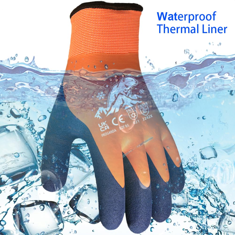 2 Pairs Waterproof Work Gloves Ultra-Grip Latex Coated Gardening Gloves, Durable and Versatile for Garden Car Fishing Outdoor Tasks