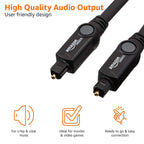 Amazon Basics Toslink Optical Audio Cable for Sound Bar, Home Theatre, 1 m, Black