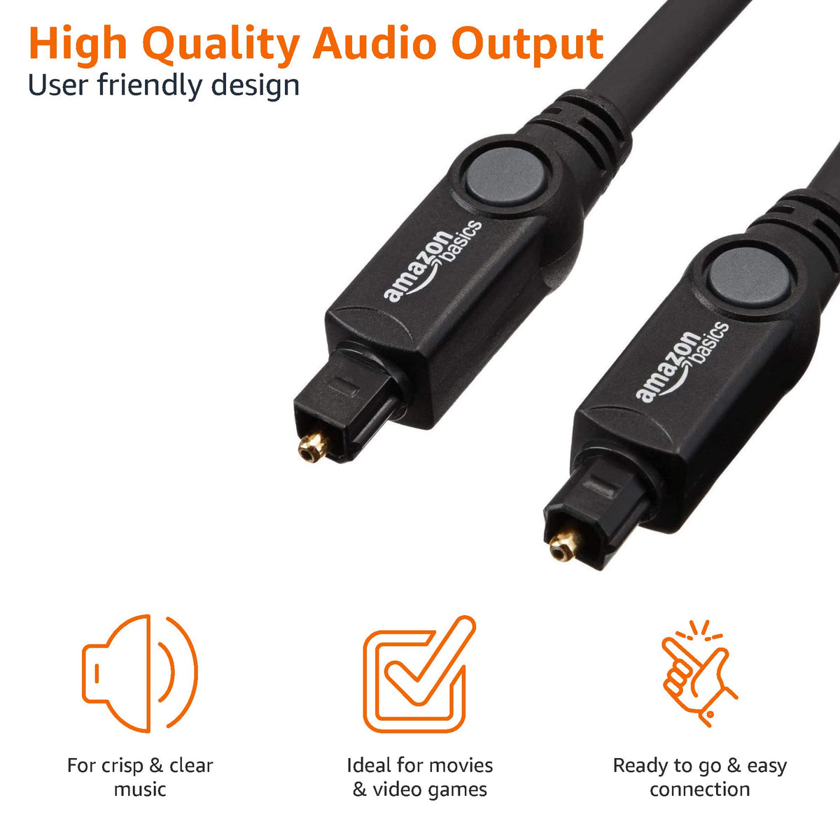 Amazon Basics Toslink Optical Audio Cable for Sound Bar, Home Theatre, 1 m, Black