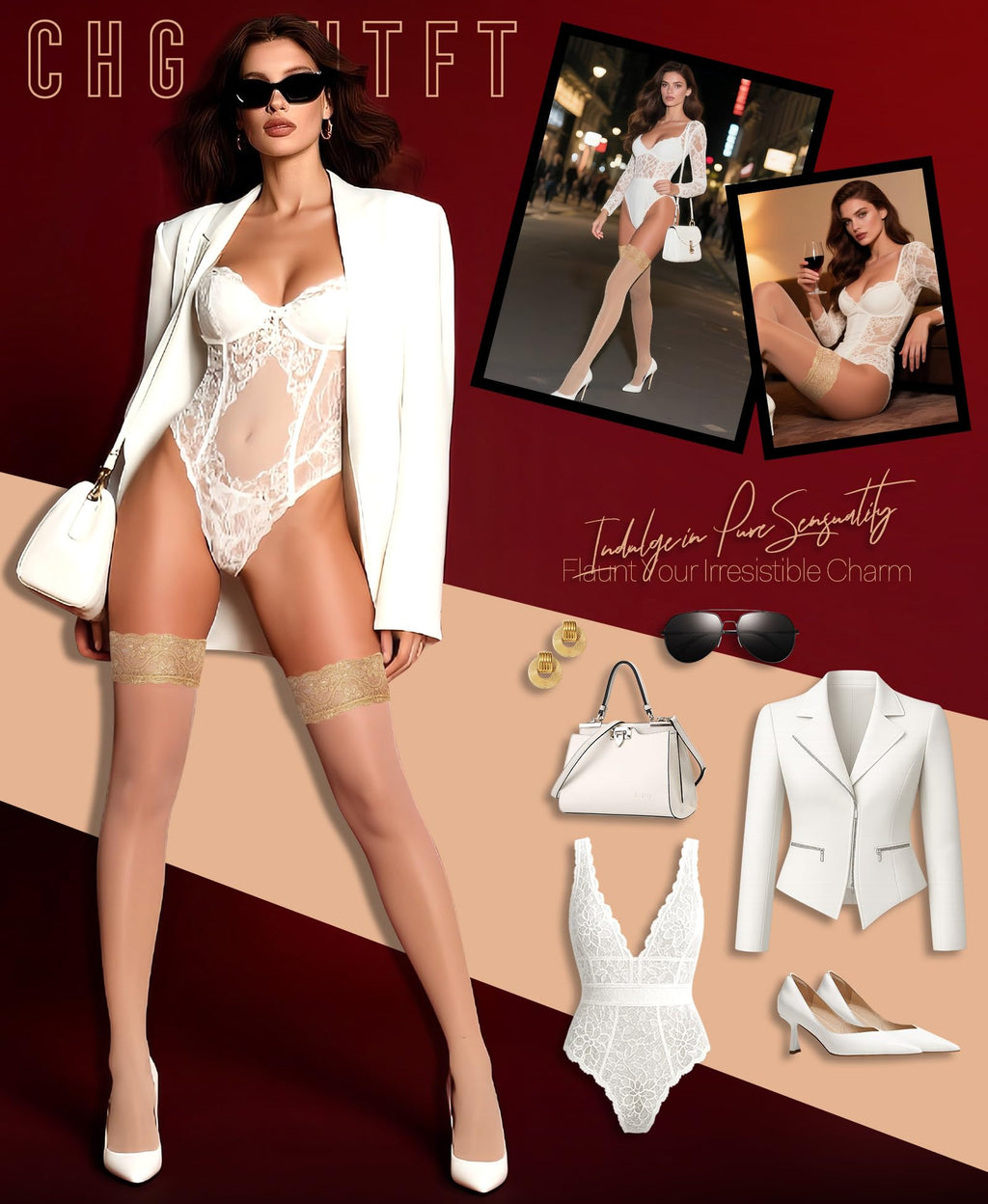 Hold Up Stockings for Women – Sexy Lace Top Thigh High with Anti-Skid Silicone Silk One Size