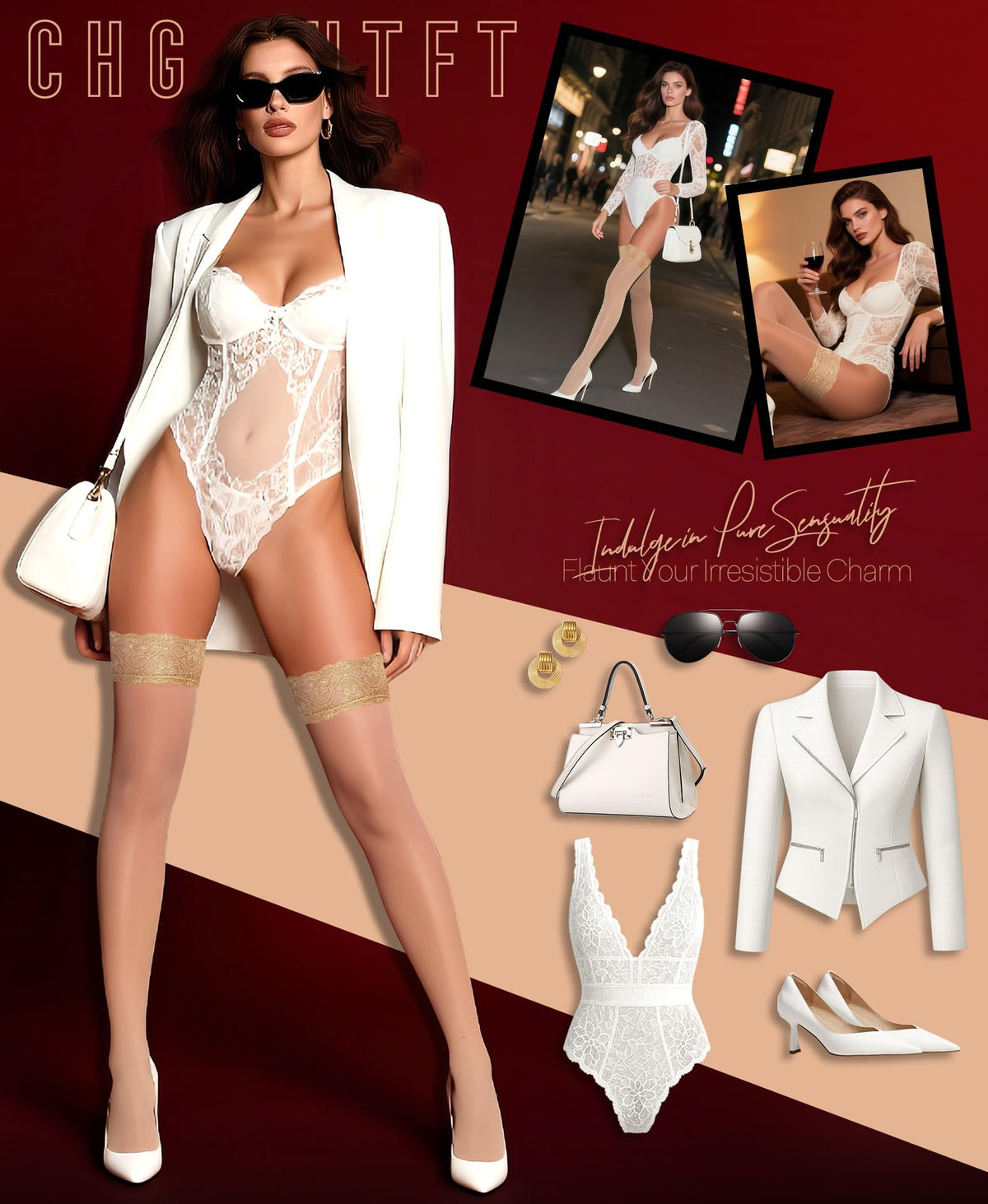 Hold Up Stockings for Women – Sexy Lace Top Thigh High with Anti-Skid Silicone Silk One Size