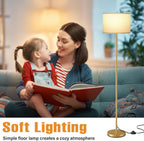 Ambimall Floor Lamp for Living Room with Smart Light Bulb, RGB + Stepless Dimmable Colors Temperature & Brightness(White Shade & Black Pole)