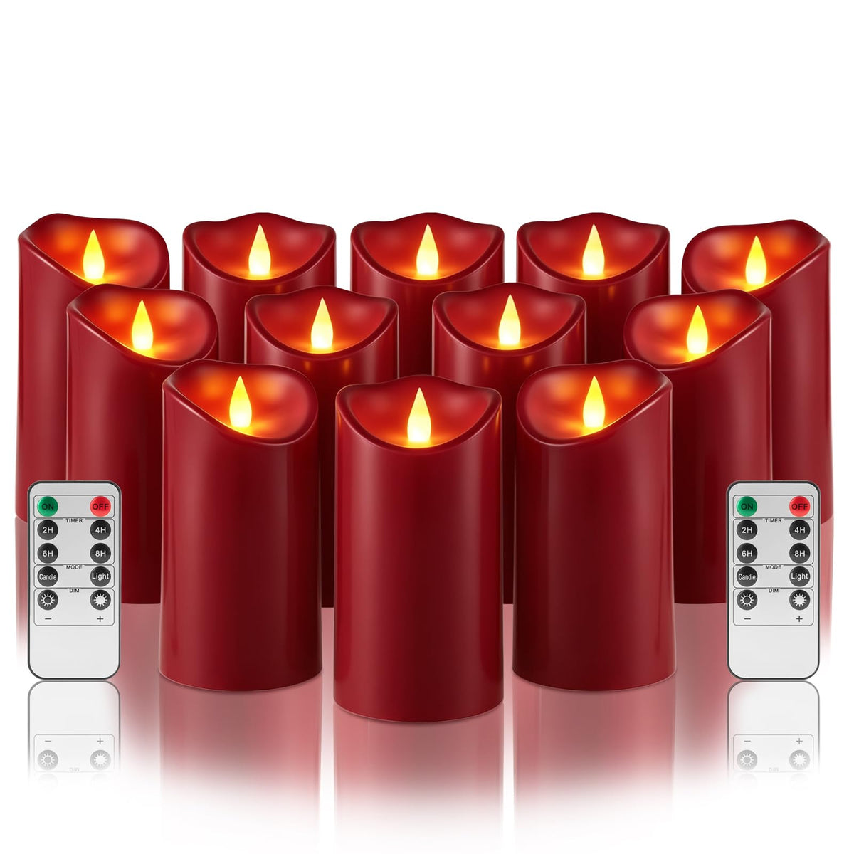 Outdoor Flameless Candles, Patented 3D Dual-LED, Set of 2 Slanted Plastic Pillars with Remote, Waterproof Non-Melting Battery Operated Decor for Bathroom Bedroom Gift, Black (D3 x H6)