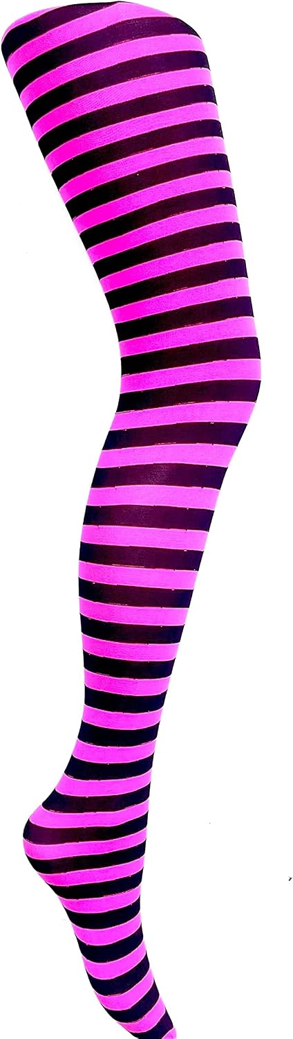 MYSASI Girls Striped Tights – Soft & Stretchy – Ages 6–14 – Perfect for School, Dance, Everyday Wear & Halloween - Kids Striped Machine washable tights - Halloween and party tights for kids