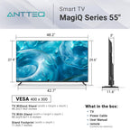 Antteq 32 Inch TV, Central Stand Design TV 720P Freeview HD Dolby Audio DVB T2/S2 LED Television, HDMI USB Media Player Monitor PS5 Xbox, Standard Nonsmart TV Small Screen for Bedroom Kitchen Black