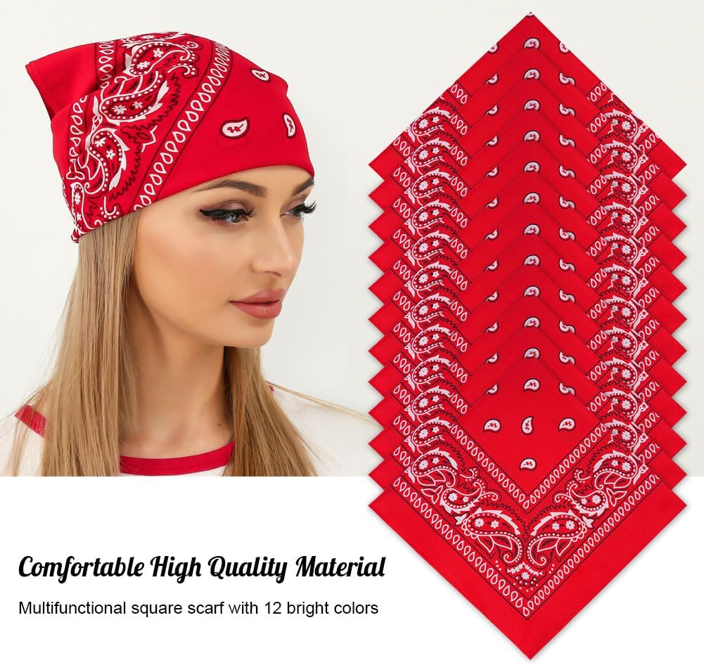 Aomig Bandana Head Scarf for Men and Women, Stylish Cowboy Headband Handkerchief, Multi-purpose Hair Scarf Paisley Print Unisex Headwraps, Bib Party Face Covering Headwear for Motorcycling