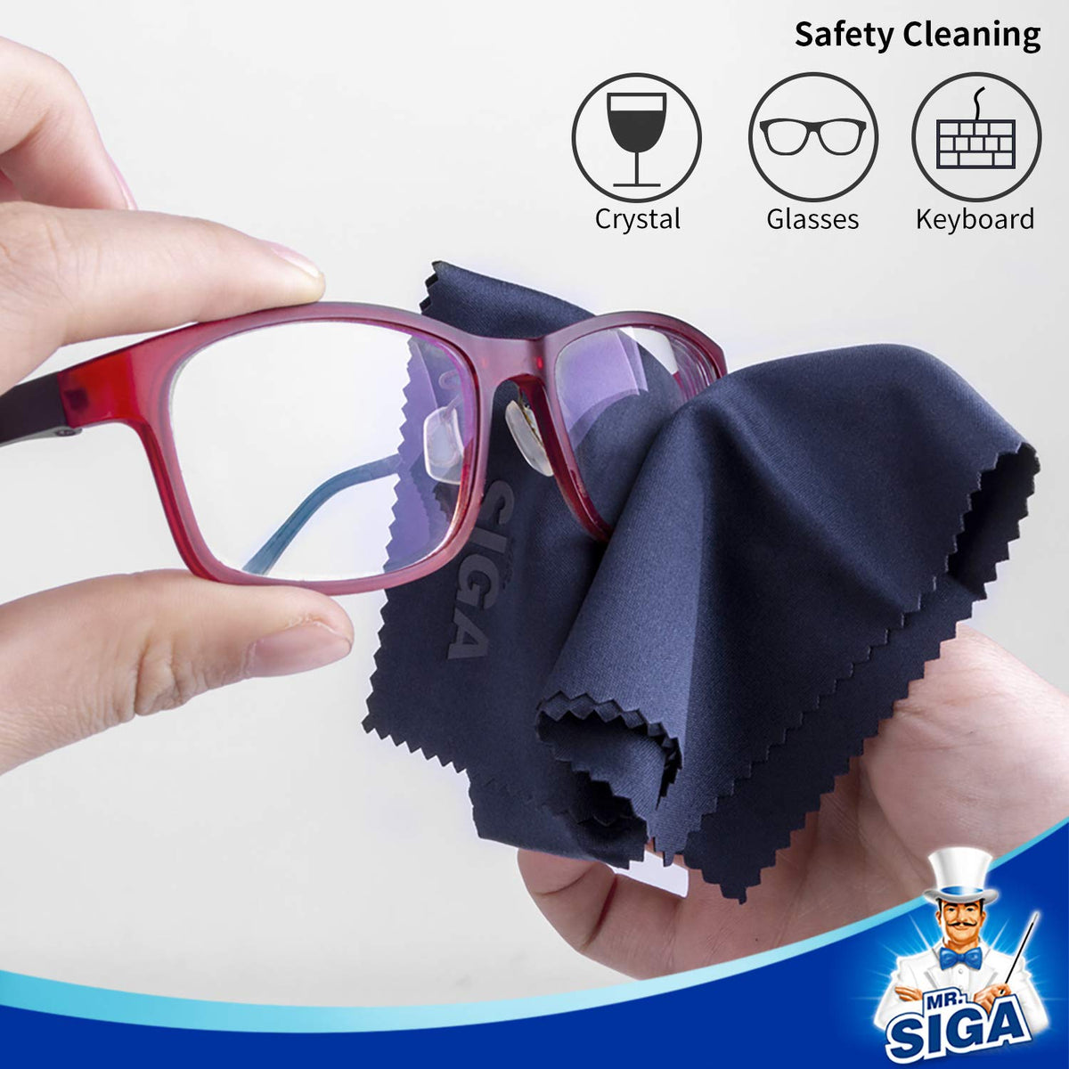 MR.SIGA Microfibre Glasses Cleaning Cloth, Spectacle Cleaner Cloth, 12 Pack