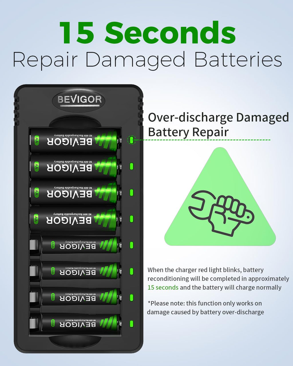 BEVIGOR 12 Slot Battery Charger with 12 Pack AA Rechargeable Batteries