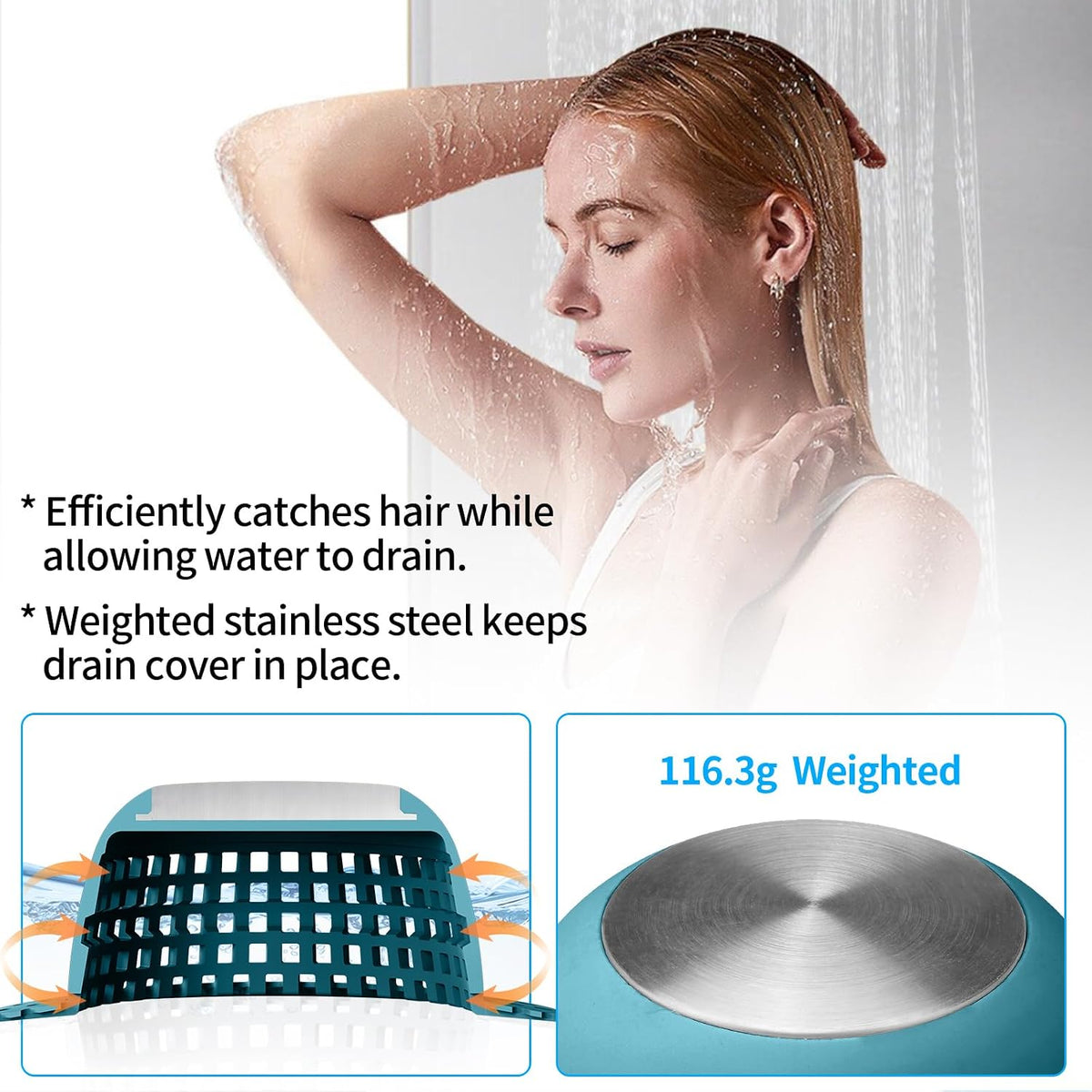 Aluvor Shower Drain Hair Catcher Bathtub Drain Cover Sink Drain Protector