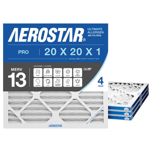 Aerostar Air Filter 20x20x1 MERV 8 AC Filter, HVAC, Furnace Filter, 6 Pack